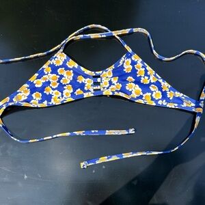 Vintage Jolyn Pattern - Blue floral, tie back racer bikini top